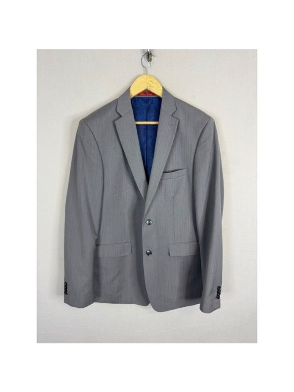 English Laundry Classic Collection Grey Super 100s Wool Blazer Jacket 40L Mens